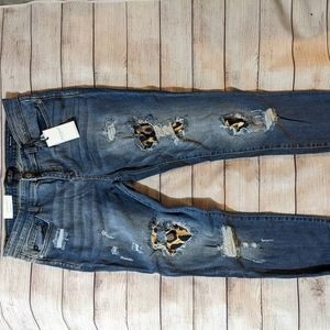 Judy Blue Jeans, Distressed skinny fit with Leopard patches, Size 15